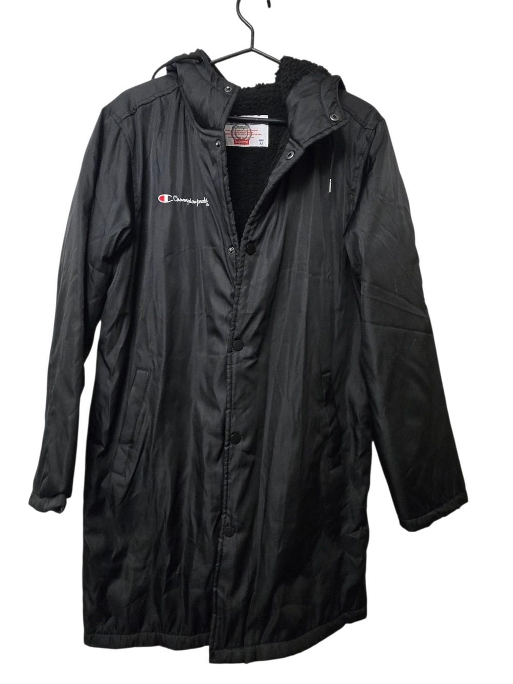 Champion x Supreme Black Hooded Jacket – Fleece Lined – 22x36